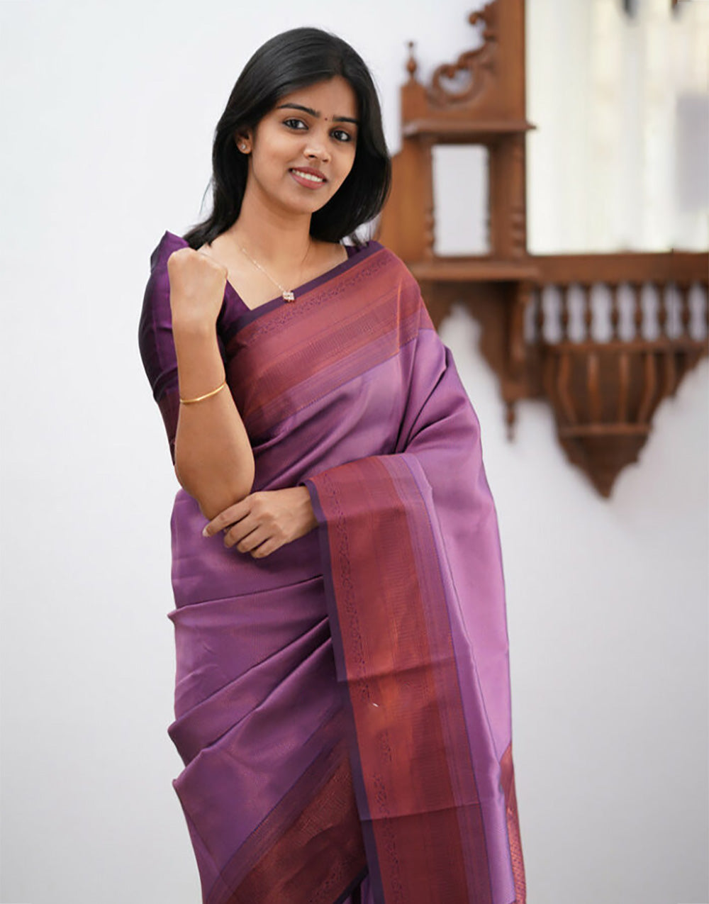 Light Purple Banarasi Soft Silk Saree With Zari Weaving Work