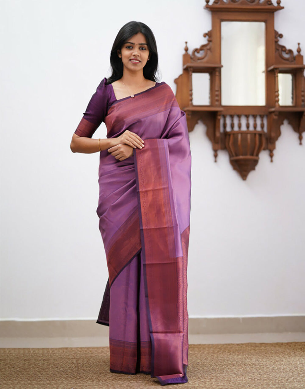 Light Purple Banarasi Soft Silk Saree With Zari Weaving Work