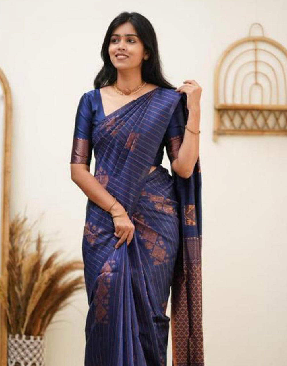 Blue Soft Silk Saree With Weaving Work
