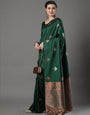 Green Banarasi Silk Saree With Weaving Work