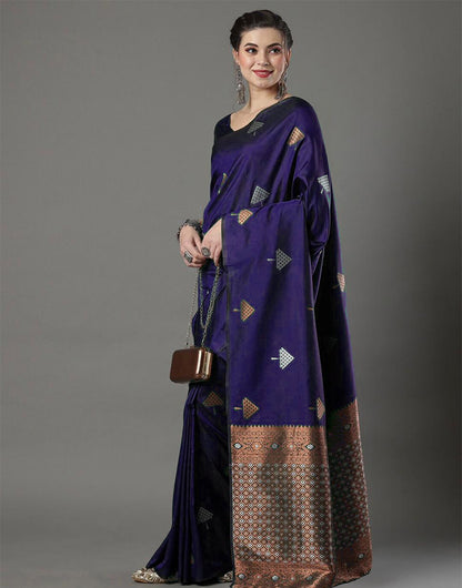 Purple Banarasi Silk Saree With Weaving Work