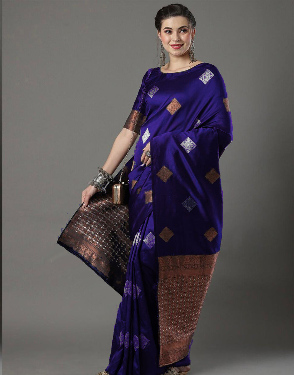 Royal Blue Banarasi Silk Saree With Weaving Work