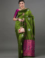 Mahendi Banarasi Soft Silk Saree With Weaving Work