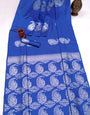 Blue Banarasi Silk Saree With Weaving Work