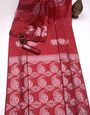 Red  Banarasi Silk Saree With Weaving Work