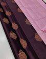 Brown Banarasi Soft Silk Saree With Weaving Work