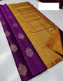 Purple Violet Banarasi Soft Silk Saree With Weaving Work
