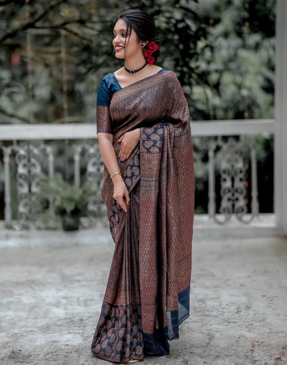 Teal Blue Banarasi Silk With Zari Weaving Saree