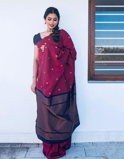 Red Banarasi Silk Saree With Zari Weaving Work