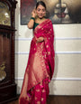 Rani Pink Banarasi Silk Saree With Zari Weaving Work