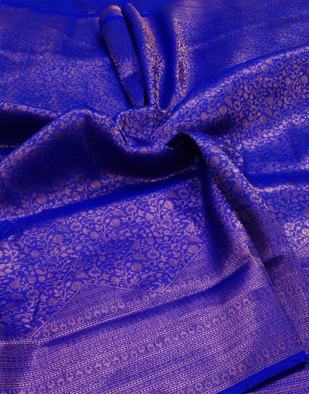 Berry Blue Banarasi Silk Saree With Zari Weaving Work