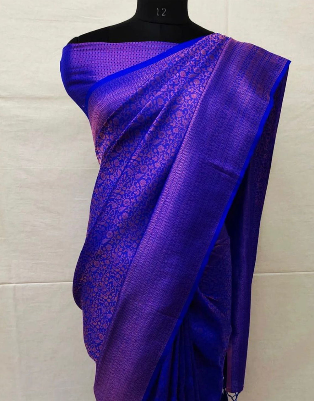 Berry Blue Banarasi Silk Saree With Zari Weaving Work