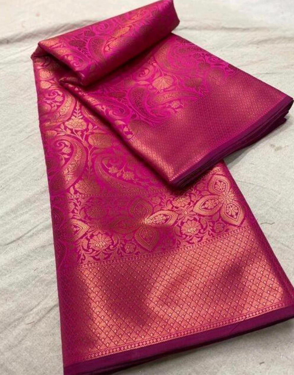 Pink Banarasi Soft Silk Saree With Weaving Work