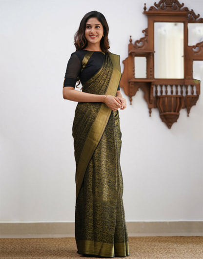 Black Banarasi Soft Silk Saree With Weaving Work