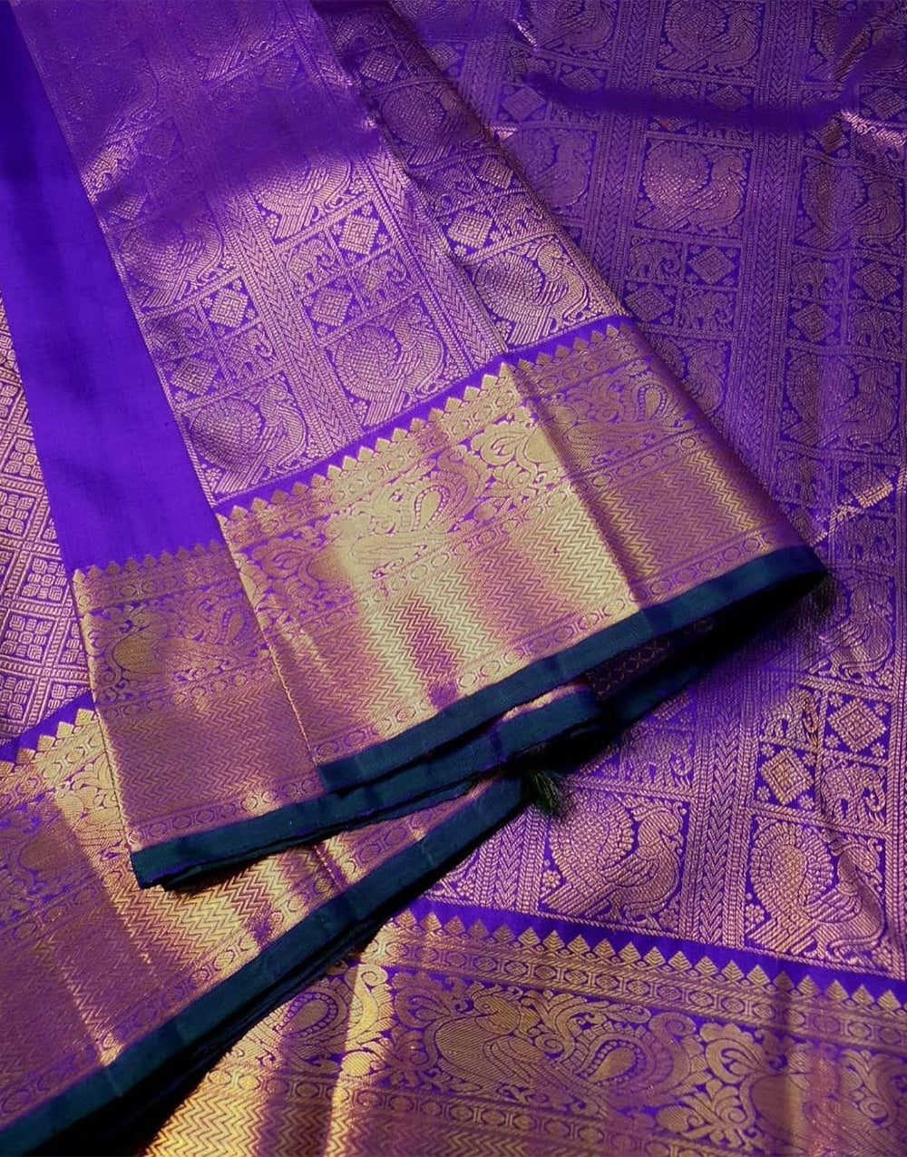 Purblish Blue Banarasi Silk Saree With Zari Weaving work