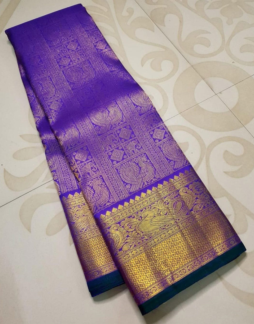 Purblish Blue Banarasi Silk Saree With Zari Weaving work