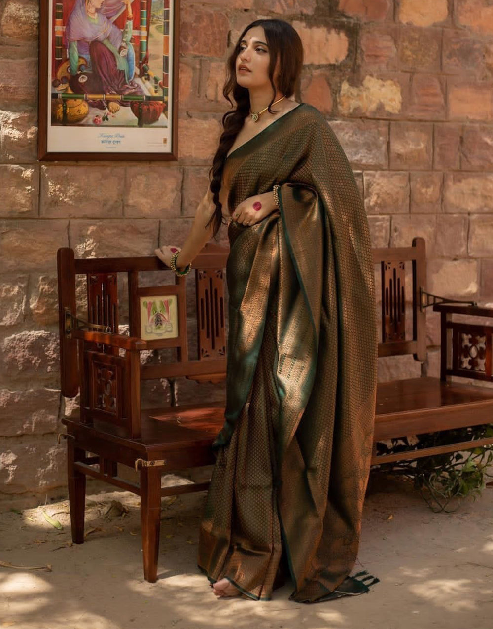 Green Banarasi Soft Silk Saree With Zari Weaving Work