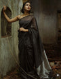 Black Banarasi Soft Silk Saree With Zari Weaving Work