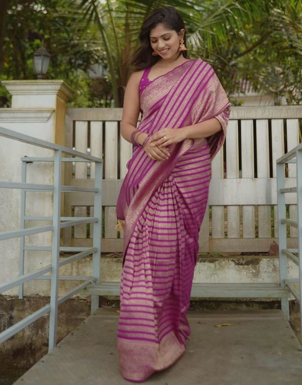 Pink Banarasi Soft Silk Saree With Zari Weaving Work