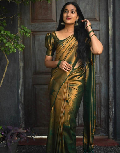 Green Banarasi Silk Saree With Zari Weaving Work