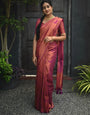 Magenta Banarasi Silk Saree With Zari Weaving Work