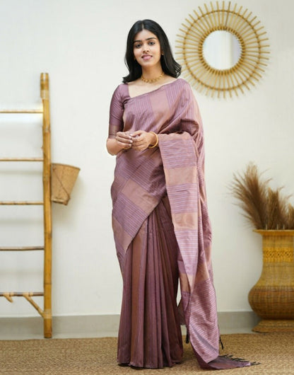 Brown Banarasi Silk Saree With Zari Weaving Work