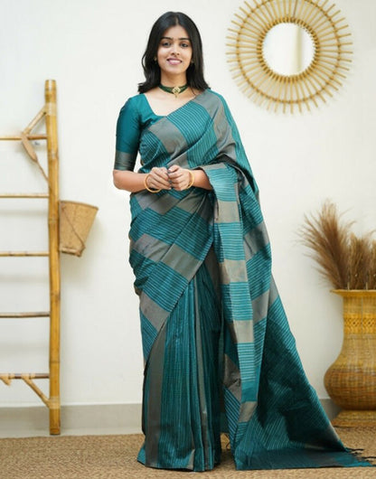 Rama Green Banarasi Silk Saree With Zari Weaving Work