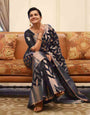 Black Kanjivaram Silk Saree With Weaving Work