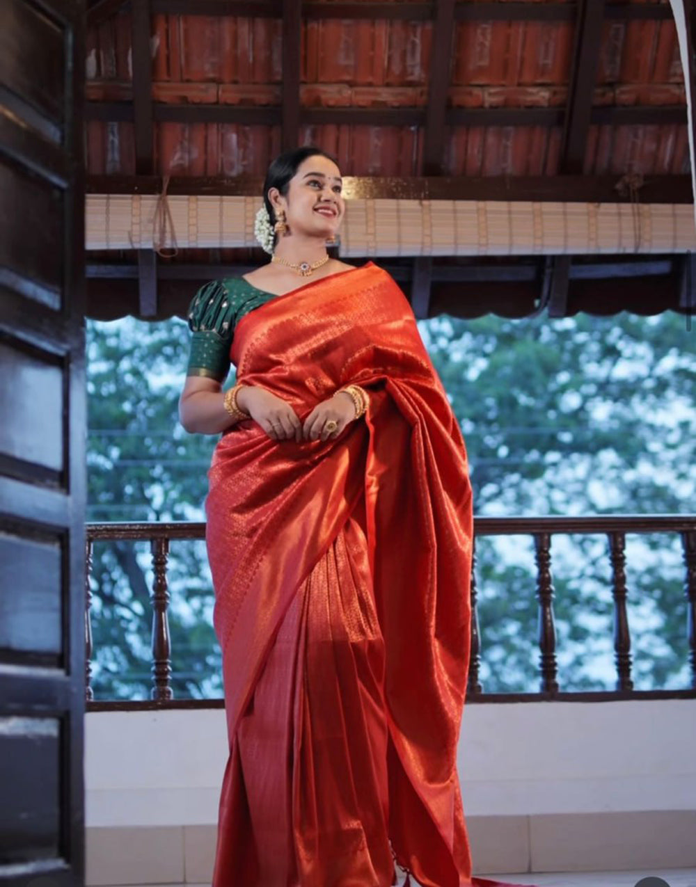 Red Banarasi Silk Saree With Zari Weaving Work