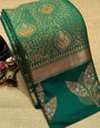 Green Kanjivaram Silk Saree With Weaving Border