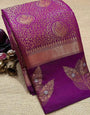 Purple Kanjivaram Silk Saree With Weaving Border