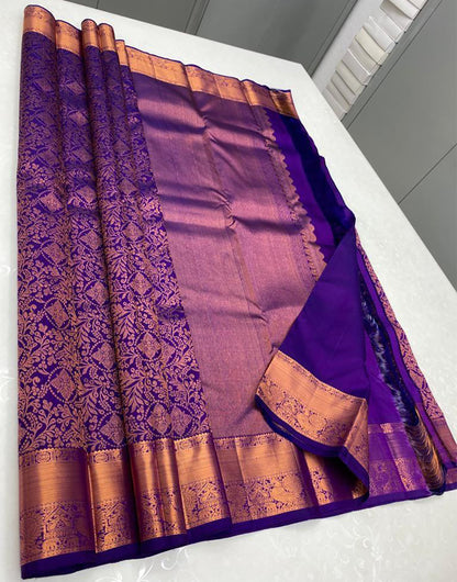 Blue Kanjivaram Silk Saree With Weaving Work