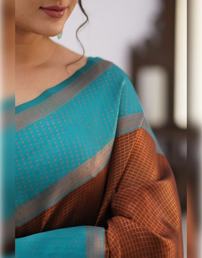 Brown Banarasi Soft Silk Saree With Zari Weaving Work