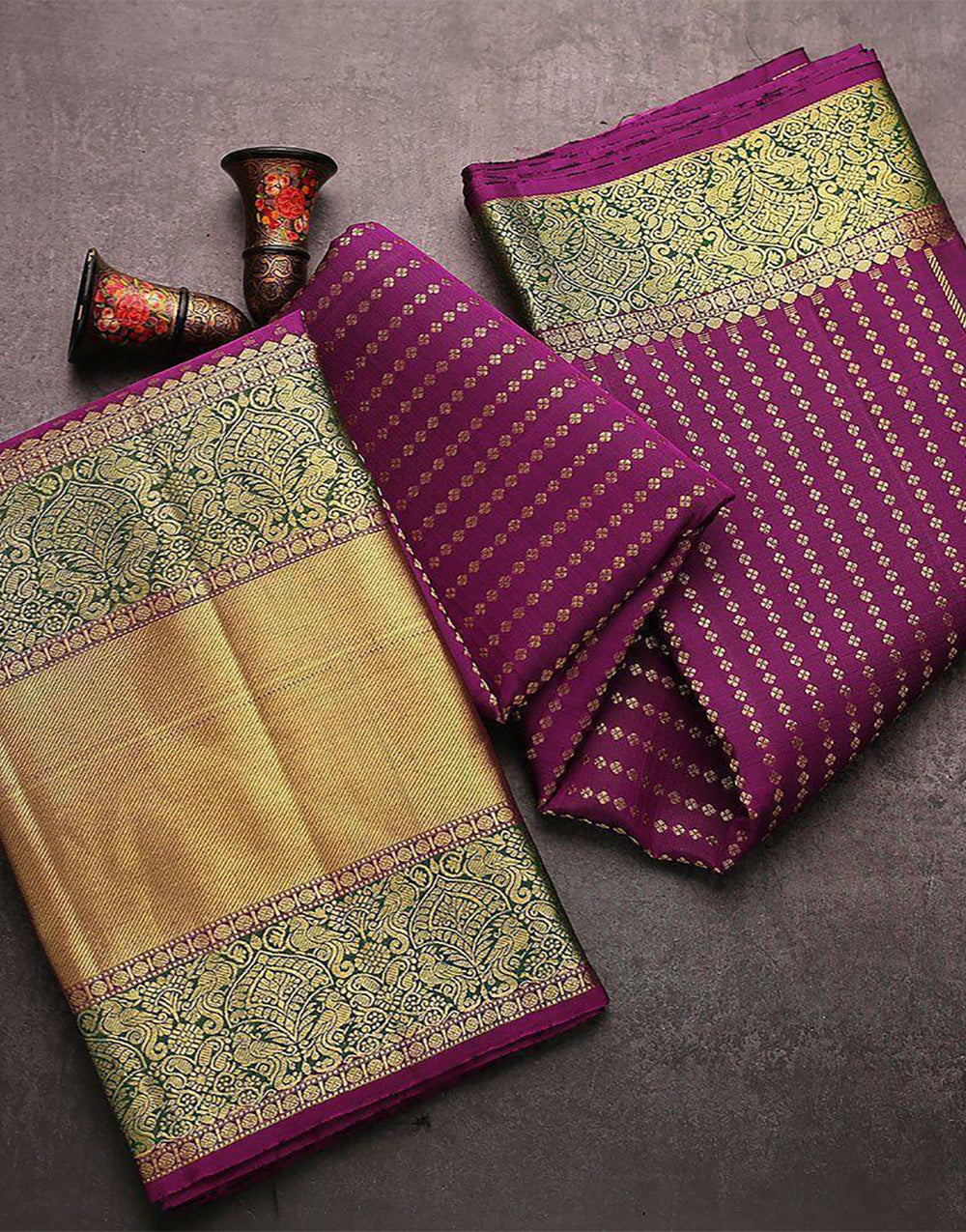 Dark Purple Banarasi Soft Silk Saree With Weaving Work