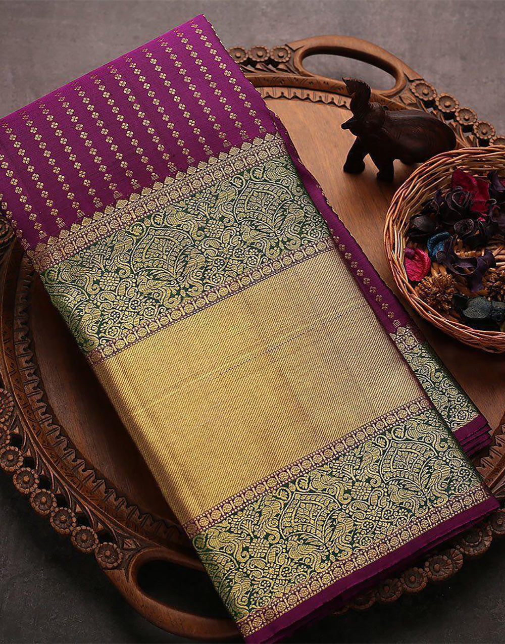 Dark Purple Banarasi Soft Silk Saree With Weaving Work