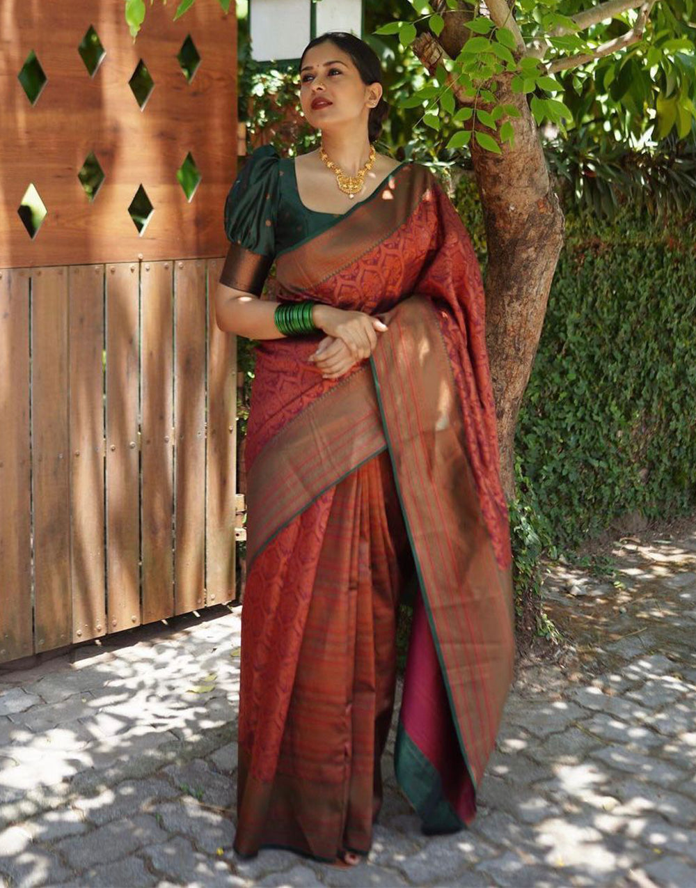 Maroon Banarasi Silk Saree With Weaving Work