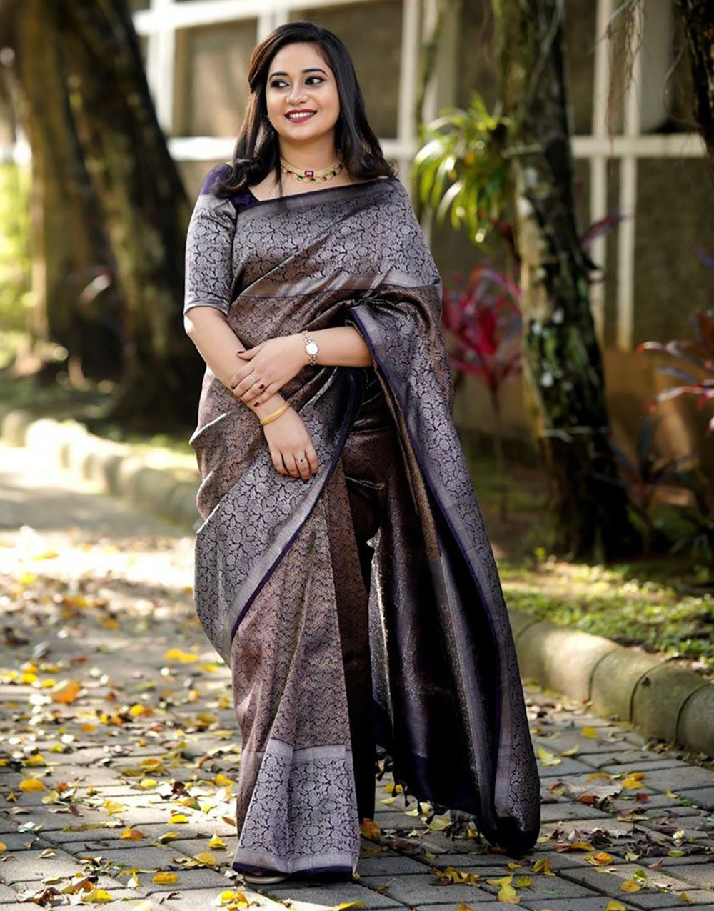 Buy sheladiya Printed Kanjivaram Cotton Silk Black Sarees Online @ Best  Price In India | Flipkart.com