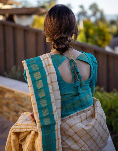 Cream Banarasi Soft Silk Saree With Zari Weaving Work