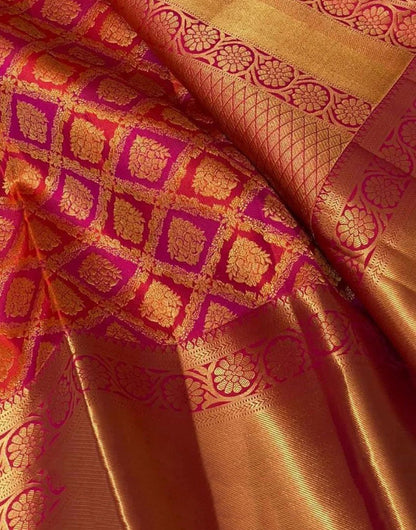 Magenta Pink Banarasi Soft Silk Saree With Zari Weaving Work