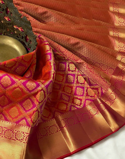 Magenta Pink Banarasi Soft Silk Saree With Zari Weaving Work