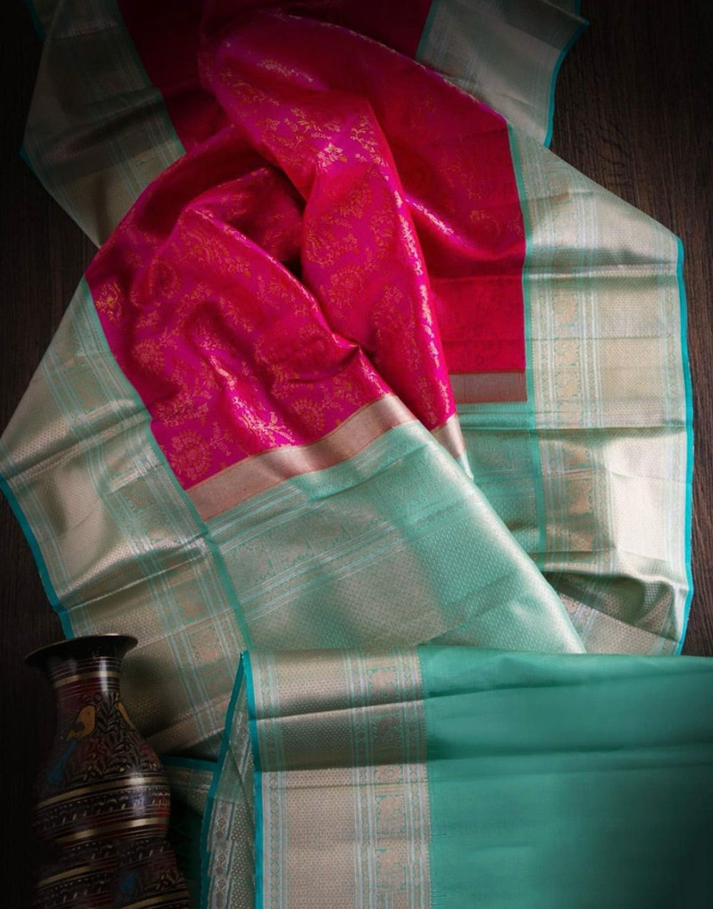 Pink Banarasi Soft Silk Saree With Zari Weaving Work