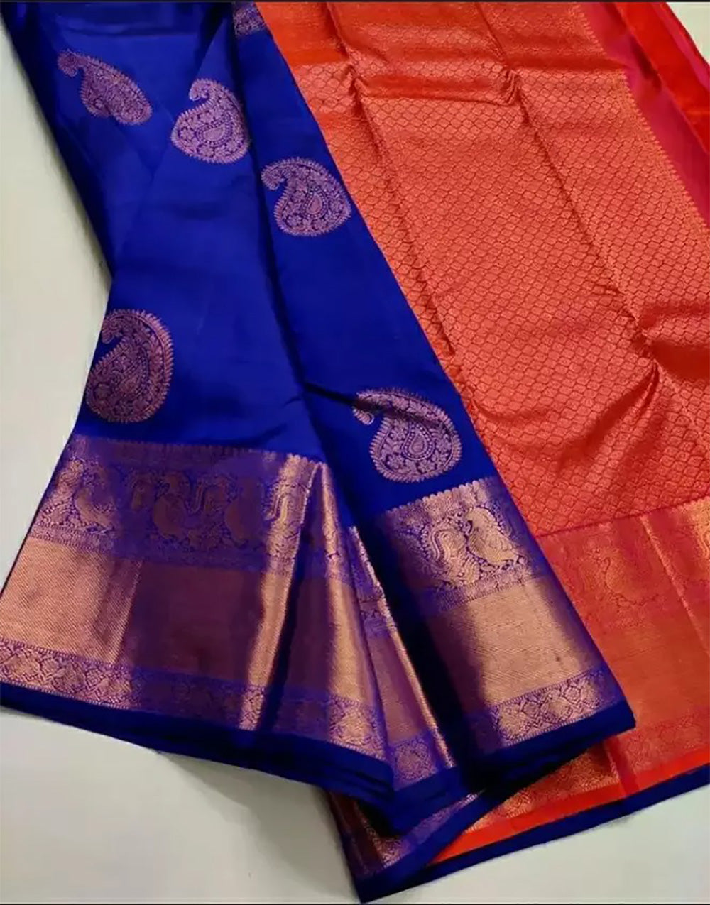 Midnight Blue Banarasi Soft Silk Saree With Weaving Work