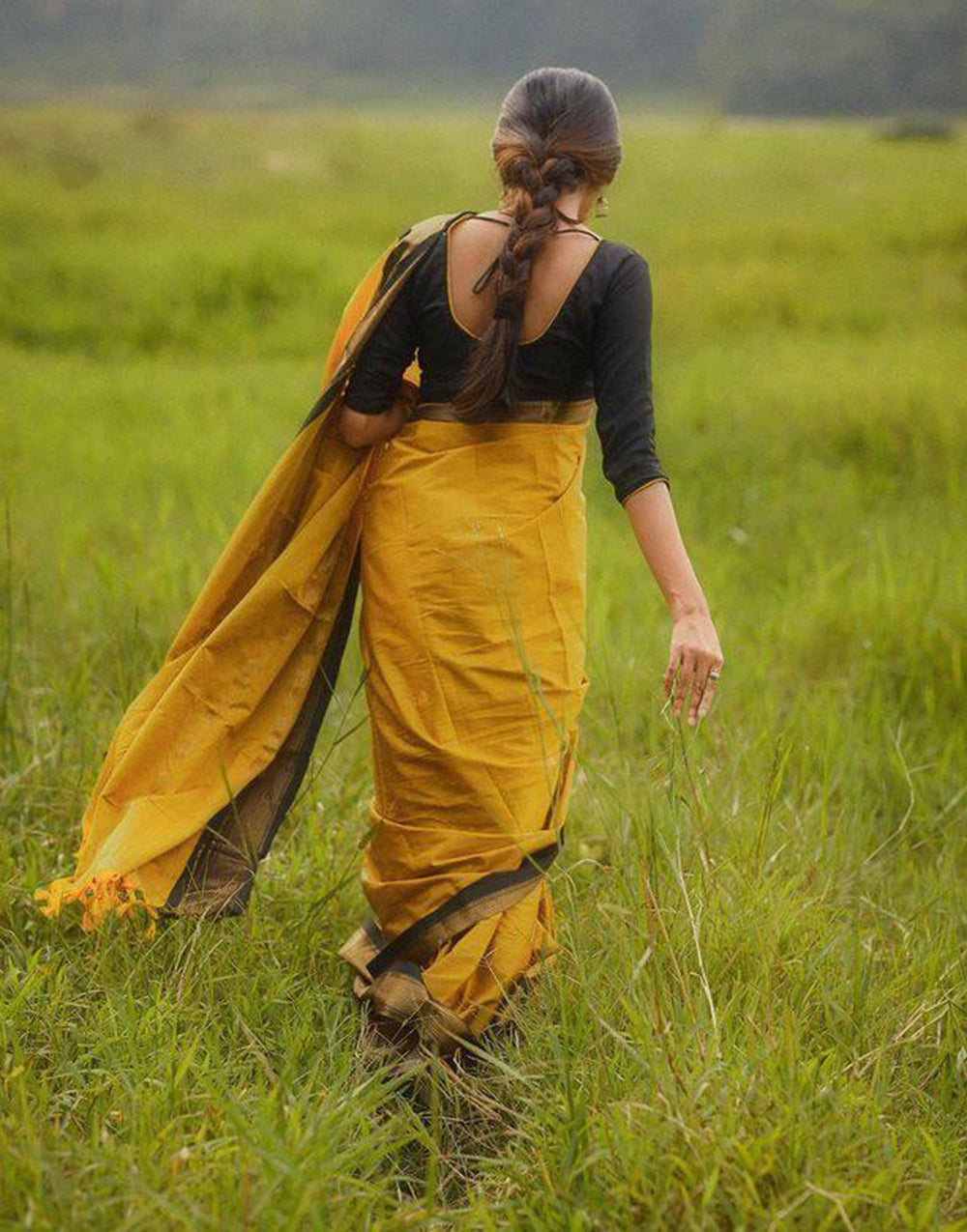 Yellow Banarasi Silk Saree With Zari Weaving Work