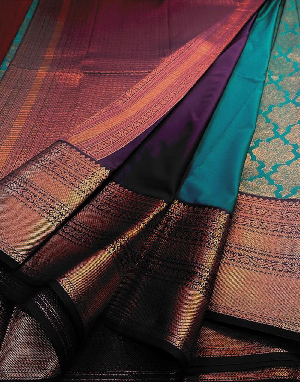 Rama Blue Banarasi Soft Silk Saree With Zari Weaving Work