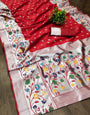Red Banarasi Silk Saree With Zari Weaving Work