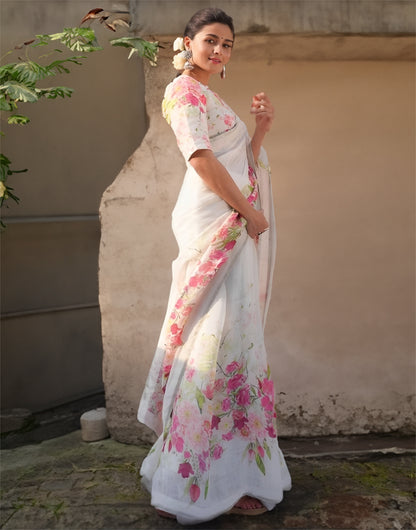 Alia Bhatt Soft Georgette Flower Printed Saree