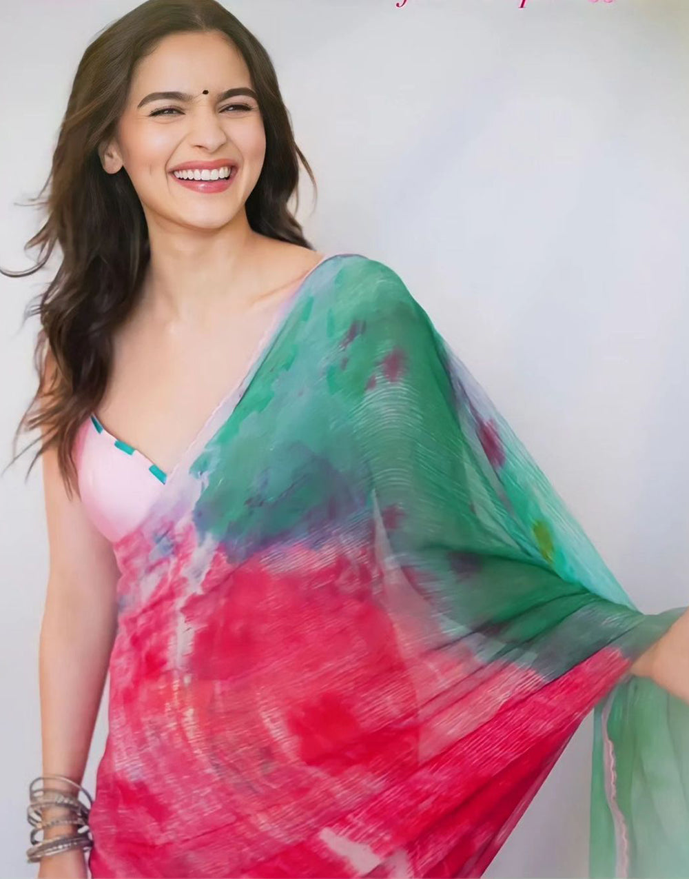 Alia Bhatt Soft Georgette Multi-colored Saree