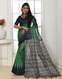 Green Tussar Silk Saree With Printed Work