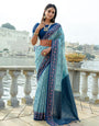 Firozi Soft Silk Saree With Weaving Work