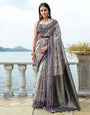 Grey Soft Silk Saree With Weaving Work